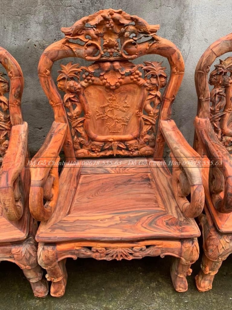 Bàn ghế trúc kép gỗ trắc