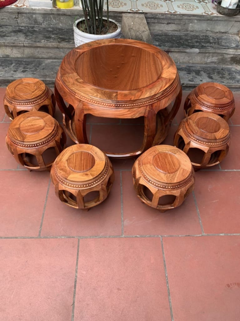Bộ bàn trống gỗ hương lào