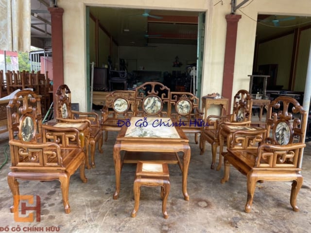 Bộ ghế móc mỏ 9 món gụ Quảng Bình vân chọn – mã 2291