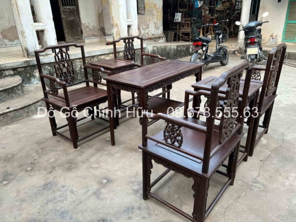 Bộ Bàn Ghế Vách Thọ Gỗ Gụ - Mã 2511