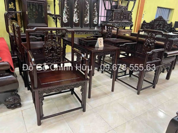 Bộ Bàn Ghế Vách Thọ Gỗ Gụ - Mã 2511