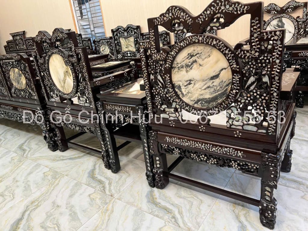 Bàn ghế vách tàu khảm ốc Bàn ghế vách tàu khảm ốc