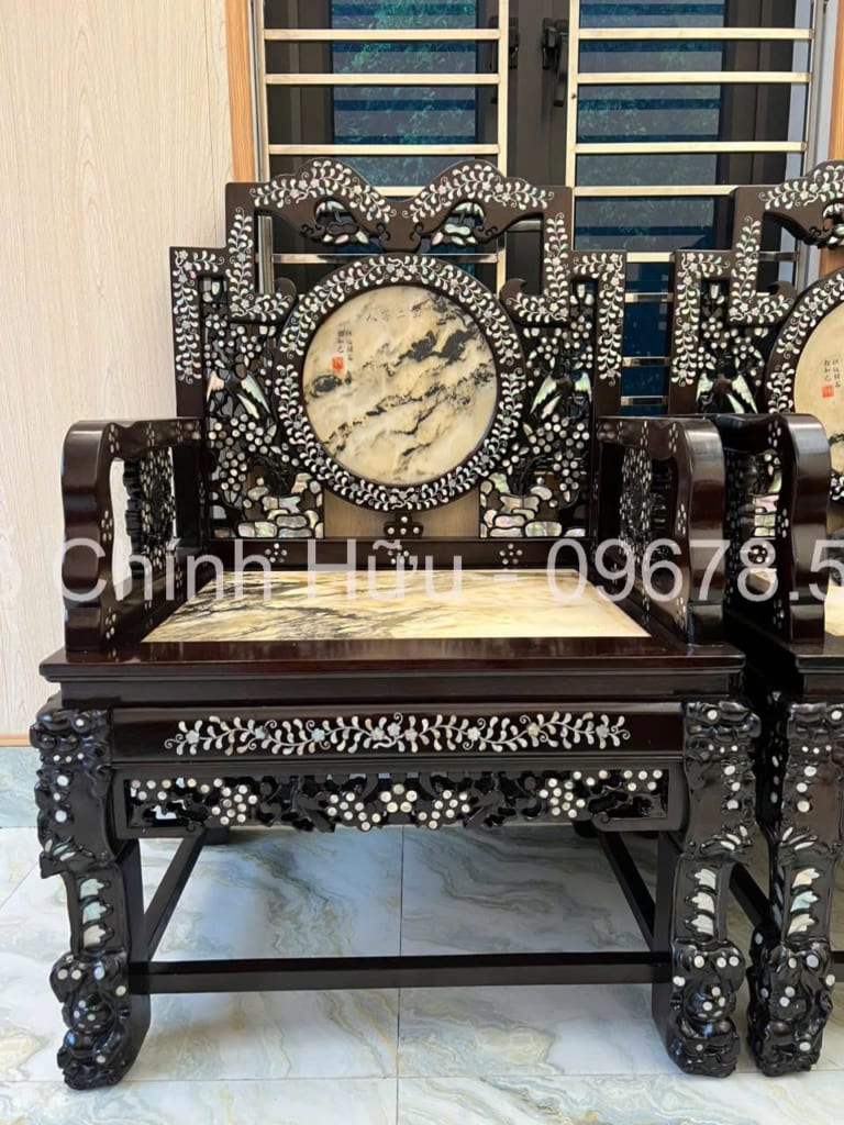 Bàn ghế vách tàu khảm ốc Bàn ghế vách tàu khảm ốc