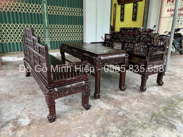 Bộ Bàn Ghế Trường Kỷ Song Tiện Ngũ Sơn Khảm