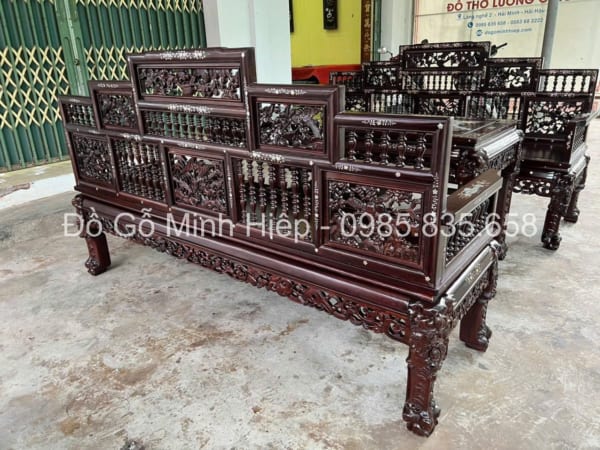 Bộ Bàn Ghế Trường Kỷ Song Tiện Ngũ Sơn Khảm