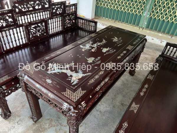 Bộ Bàn Ghế Trường Kỷ Song Tiện Ngũ Sơn Khảm