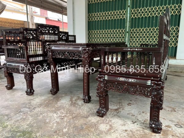 Bộ Bàn Ghế Trường Kỷ Song Tiện Ngũ Sơn Khảm