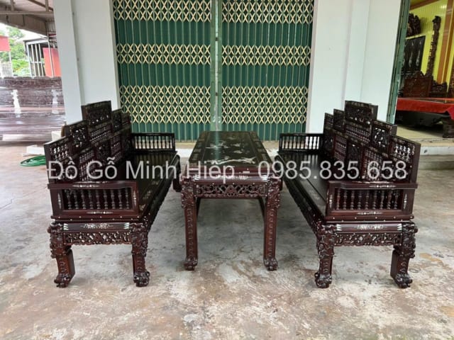 Bộ Bàn Ghế Trường Kỷ Song Tiện Ngũ Sơn Khảm