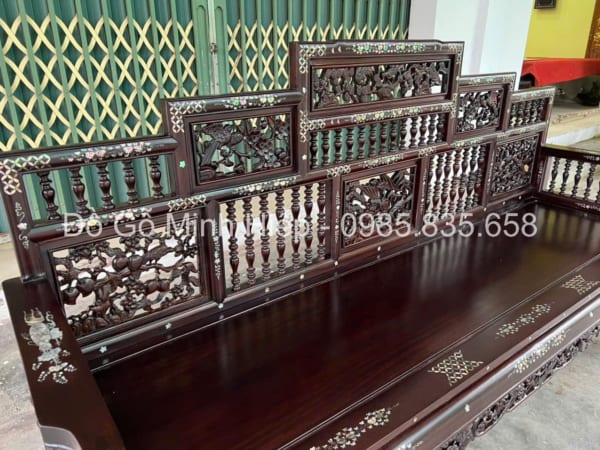 Bộ Bàn Ghế Trường Kỷ Song Tiện Ngũ Sơn Khảm